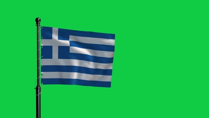 Greece Flag Waving Loop Animation Green Screen 4K