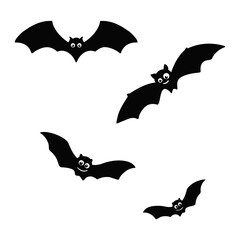 Cute Halloween Bats Illustration, Flying Creature Design for Spooky Seasonal Holiday Decor