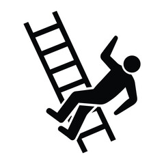 Man Falling from a Ladder Pictogram Isolated on White