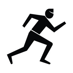 Man Running Fast Vector Pictogram Isolated on White