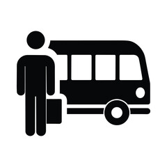 Person Boarding Bus Vector Icon Isolated on White
