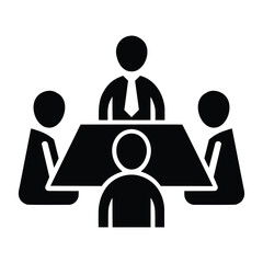 Team Meeting Pictogram Isolated on White Background