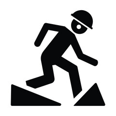 Worker Hazard Slip Stumble Pictogram Isolated on White