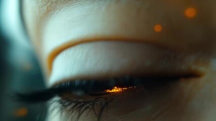 Close-up of a human eye reflecting digital technology and data in an abstract visualization - Powered by Adobe