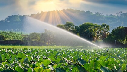 watering in taro field
