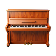 Upright piano in wooden cabinet with keys and pedals, musical instrument PNG