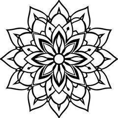 Floral Mandala Line Art Ornament Vector Illustration on White Background