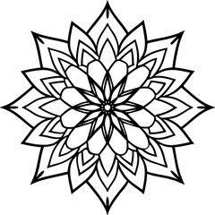 Floral Mandala Line Art Ornament Vector Illustration on White Background