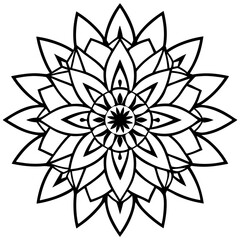 Floral Mandala Line Art Ornament Vector Illustration on White Background