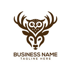 Fototapeta premium Majestic Deer Owl Forest Wildlife Vectors Illustrations Logo