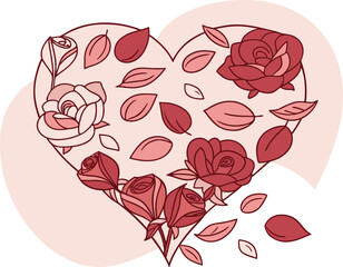 Rose Petals Heart Shape Composition | Romantic Heart Made with Rose Petals