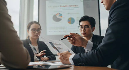 Business team discussing analytics report