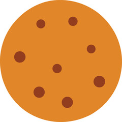 Obraz premium Flat Stylized Chocolate Chip Cookie Icon in Brown Tones