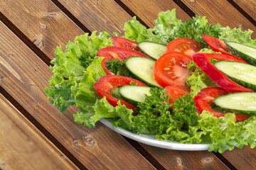 Fresh delicious salad with fresh vegetables