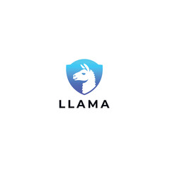 Modern Gradient Llama Logo Design with Shield Emblem