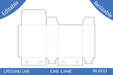 Rectangular packaging box die cut template with tabs
