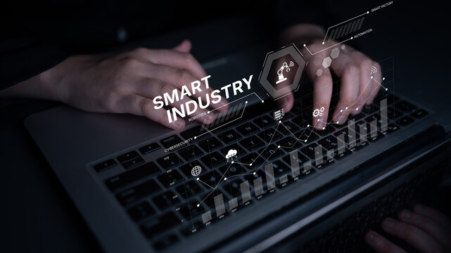 Smart industry dashboard combining automation, robotics, cloud integration, cybersecurity, and data analytics to support intelligent factory systems and real-time monitoring Latch - Powered by Adobe
