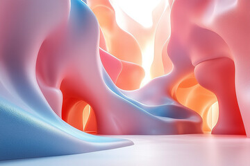 Modern matte 3D abstract background with smooth organic shapes. Generative AI