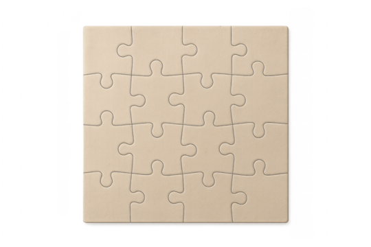 Complete blank jigsaw puzzle mock up top view