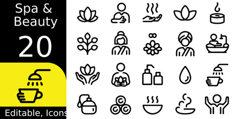 Spa and beauty icons 20 shower and cup graphic