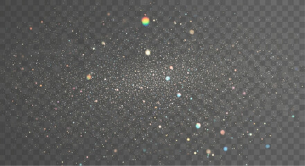 Sparkling particles and shining lights on a clear backdrop, ideal for adding a touch of elegance to any design.  vector illustration