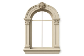 Obraz premium Ornate architectural arched window frame with transparent background