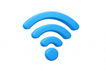 Blue wi-fi symbol creating wireless network connection icon for internet technology and digital communication concept