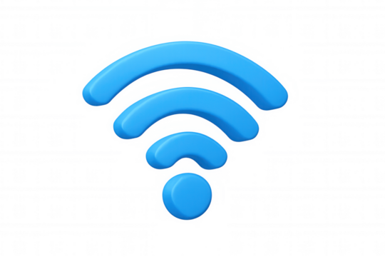 Blue wi-fi symbol creating wireless network connection icon for internet technology and digital communication concept