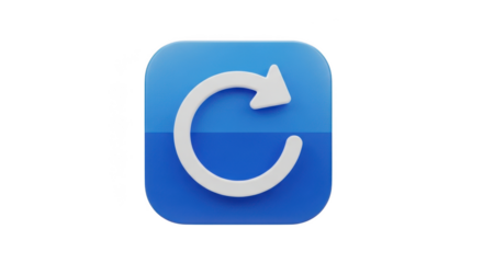 Blue circular arrow icon refresh reload repeat undo action symbol digital interface element