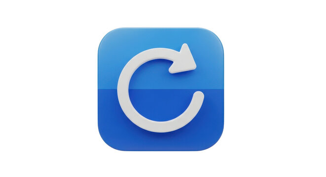 Blue circular arrow icon refresh reload repeat undo action symbol digital interface element