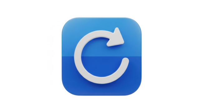 Blue circular arrow icon refresh reload repeat undo action symbol digital interface element