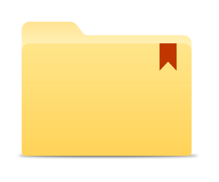 Yellow Folder with Red Bookmark. Ui design Icon on a Transparent Background.