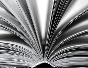 Open book, close-up view of pages radiating outward