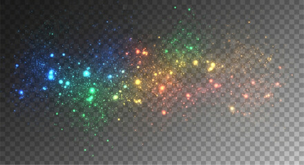 A mesmerizing display of vibrant rainbow lights, twinkling and swirling across a transparent, creating an ethereal and captivating visual effect. vector illustration 