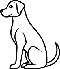 Simple line drawing of a sitting dog facing left in profile view