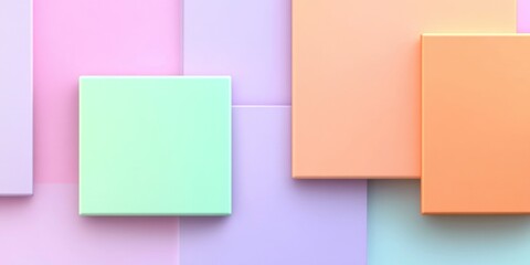 Fototapeta premium Pastel colored geometric abstract background with overlapping squares