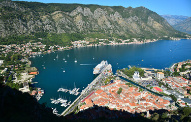 A view of the Bay of Kotor and the Adriatic Sea in Montenegro