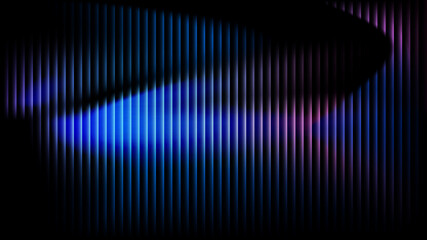 Abstract background with vertical lines illuminated by blue and pink gradients light.