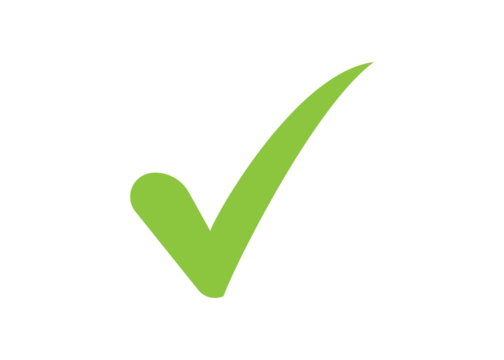 Flat Green Tick Mark – Transparent Background Checkmark for Design Use