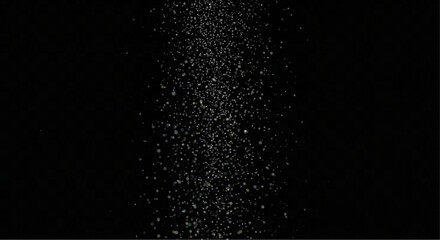 A dynamic display of small particles suspended in mid-air, elegantly showcased against a deep black backdrop, creating a captivating sense of weightlessness and abstract motion.