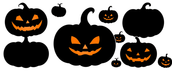 Set of vector illustratio pumpkin silhouettes isolated on white background pumpkin black silhouette