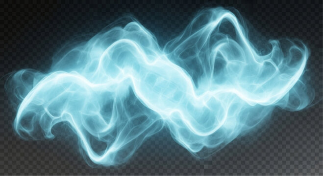 An ethereal and luminous stream of energy, depicted in mesmerizing blue, gracefully swirls and dances against a backdrop of transparency.