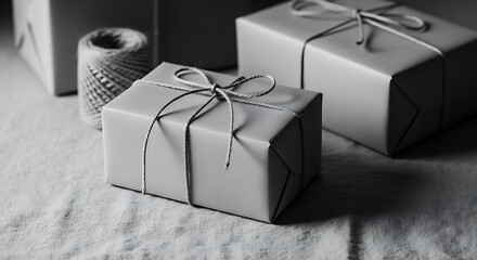 Wrapped Gifts Minimalist Elegance in Black and White