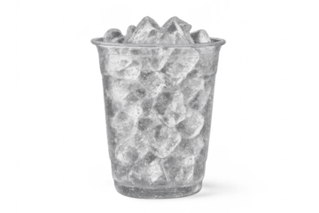 Plastic cup full of ice cubes hand drawn