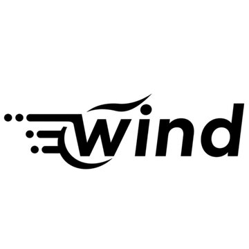 Dynamic black wind typography logo design concept.