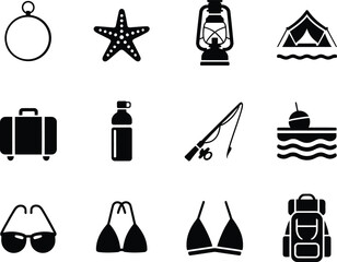 Fototapeta premium Silhouette graphic collection representing travel adventure and outdoor exploration themes