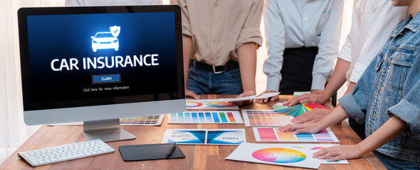 car insurance online website on computer screen for insure your car damage brisk