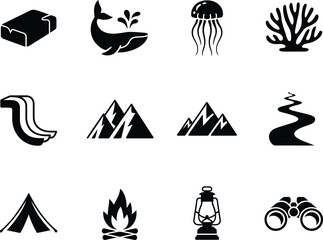 Fototapeta premium Outdoor Adventure And Nature Themed Pictorial Representation Collection For Designers