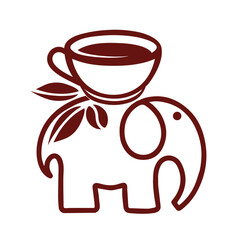 Elegant Tea Elephant Logo — Cup and Leaf Symbol Design