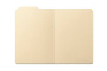 Manilla folder opening, organizing documents, transparent background